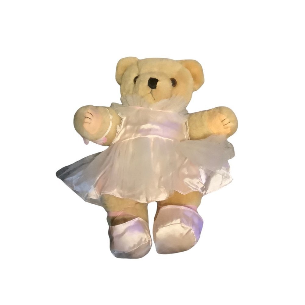 Lillian Vernon‎ Teddy Bear Plush Ballerina Jointed 100% Wool Pink Tutu 12" Tall